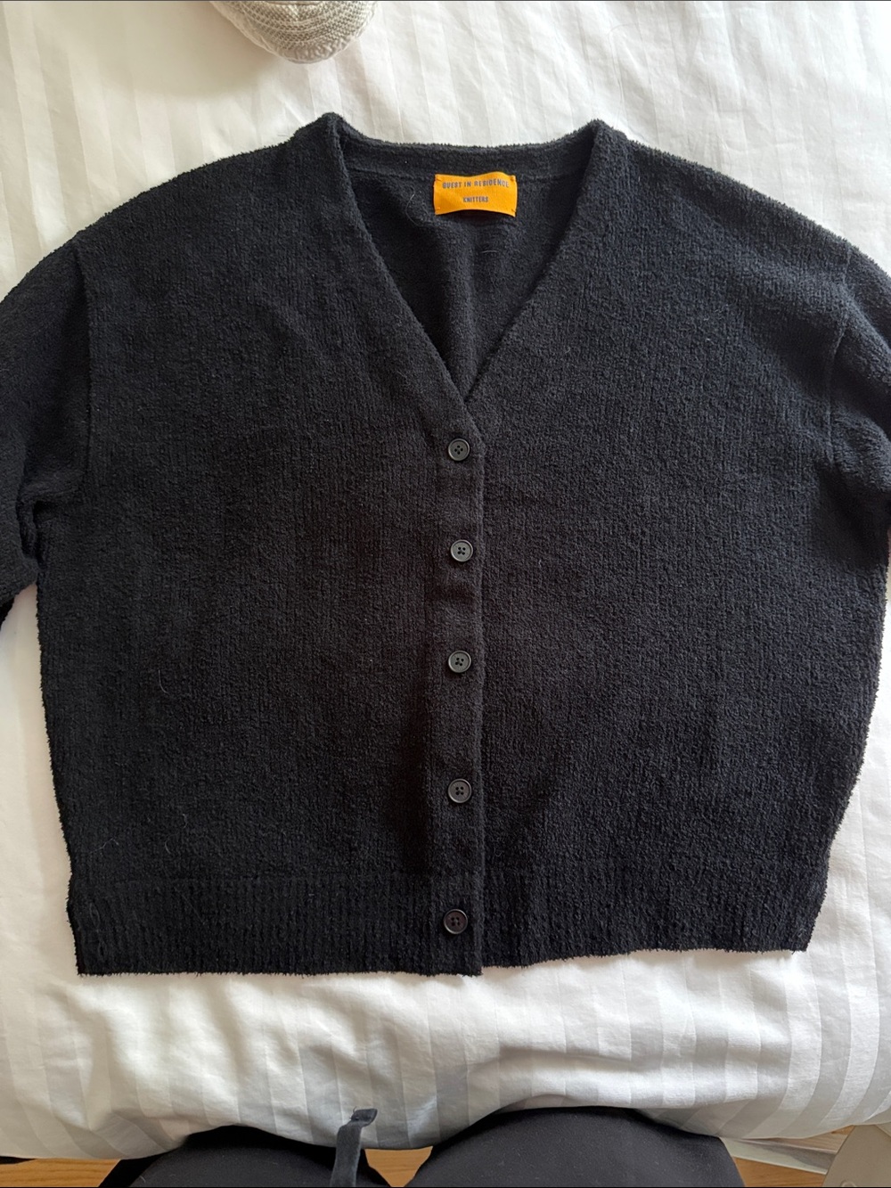 Classic Black V-Neck Button Cardigan Sweater - Picture 2 of 2